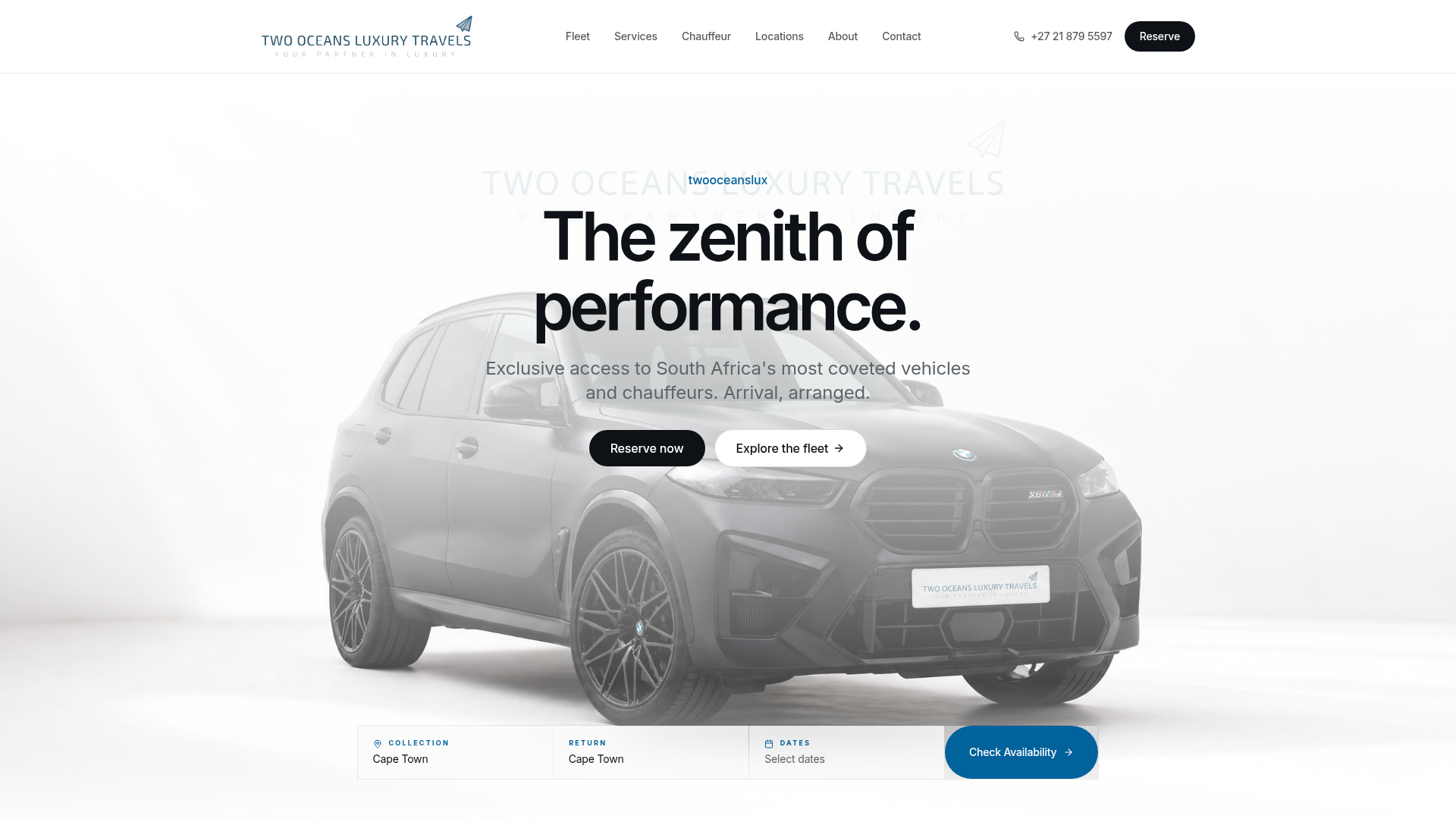 Two Oceans Luxury website designed by Nexora